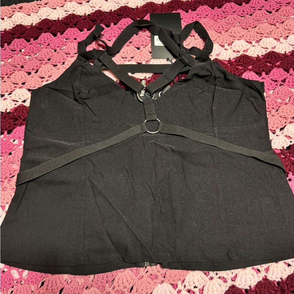 Disturbia Black Sleeveless Cut Out Tank Top